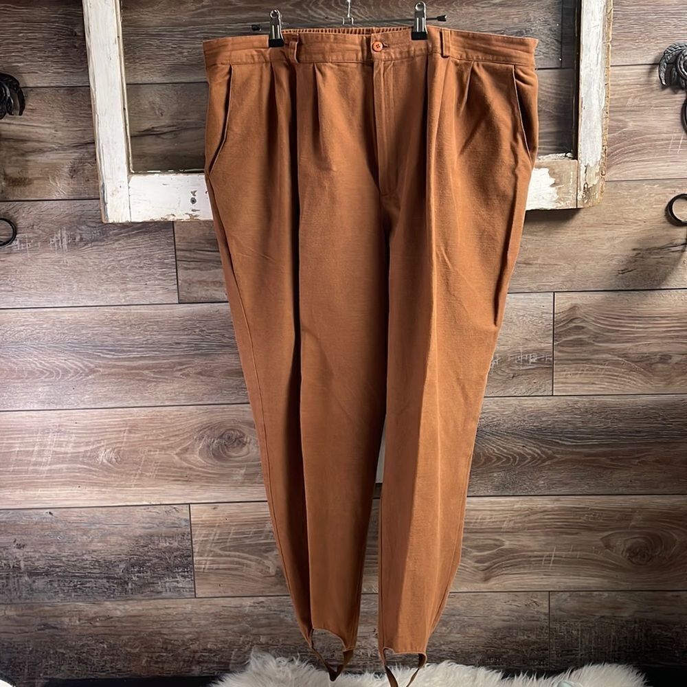 August Max Woman Petite Stirrup Pants, Size 24, Petite Length , Brown